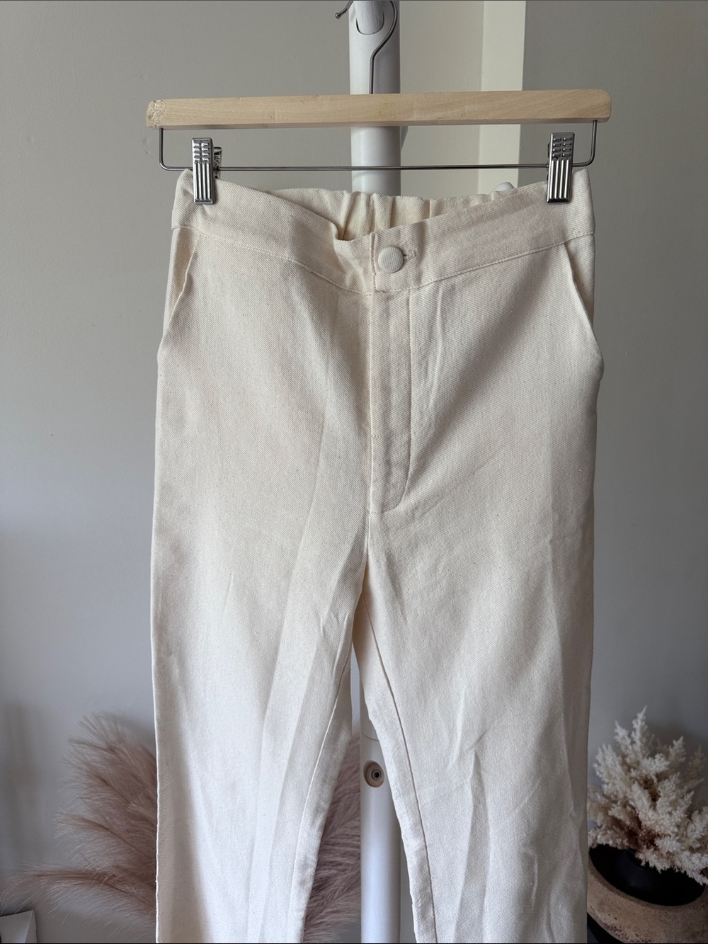LA TROUPE Tulum Linen Blend Flare Pants Ivory Boho Resort Coastal Quiet Luxury - Picture 7 of 11